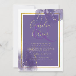 LeahG LILA GULD Bröllop Lavender ALCOHOL BLÄCK Inbjudningar