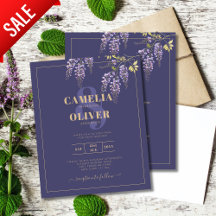 LeahG Lila Guld WISTERIA Blommigt Wedding INVITE