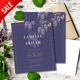 LeahG Lila Guld WISTERIA Blommigt Wedding INVITE