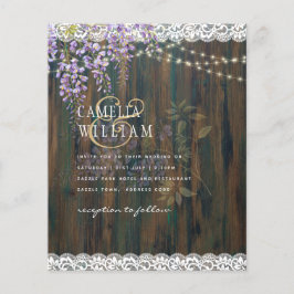 LeahG Lila WISTERIA Rustic Snöre Bröllop Flygblad