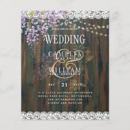 LeahG Lila WISTERIA Rustic Snöre Bröllop Flygblad