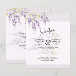 LeahG Lila WISTERIA Snöre Blommigt bröllopsinbjudn