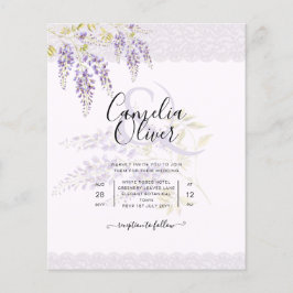 LeahG Lila WISTERIA Snöre Blommigt bröllopsinbjudn Flygblad