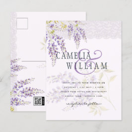 LeahG Lila WISTERIA Snöre Blommigt bröllopsinbjudn Vykort