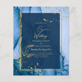 LeahG® Navy Blue Guld Alcohol Bläck Bröllop Flygblad