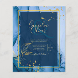 LeahG® Navy Blue Guld Alcohol Bläck Bröllop Flygblad