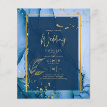 LeahG® Navy Blue Guld Alcohol Bläck Bröllop