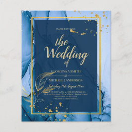 LeahG® Navy Blue Guld Alcohol Bläck Bröllop Flygblad
