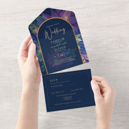 LeahG Navy Lila Guld JEWEL TONES Wedding INVITE