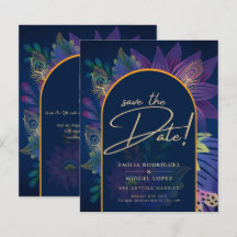 LeahG Navy Lila Guld JEWEL TONES Wedding INVITE