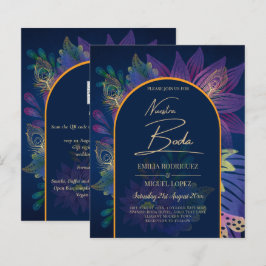 LeahG Navy Lila Guld JEWEL TONES Wedding INVITE