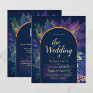 LeahG Navy Lila Guld JEWEL TONES Wedding INVITE