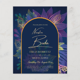 LeahG Navy Lila Guld JEWEL TONES Wedding INVITE Flygblad
