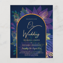 LeahG Navy Lila Guld JEWEL TONES Wedding INVITE Flygblad