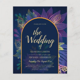 LeahG Navy Lila Guld JEWEL TONES Wedding INVITE Flygblad