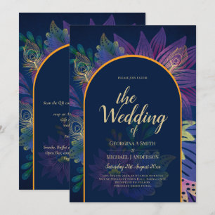 LeahG Navy Lila Guld JEWEL TONES Wedding INVITE Inbjudningar