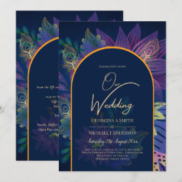 LeahG Navy Lila Guld JEWEL TONES Wedding INVITE Inbjudningar