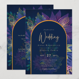 LeahG Navy Lila Guld JEWEL TONES Wedding INVITE Inbjudningar