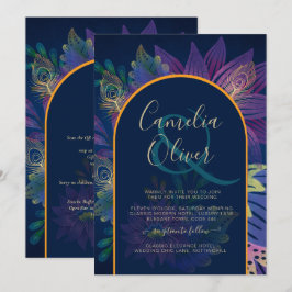 LeahG Navy Lila Guld JEWEL TONES Wedding INVITE Inbjudningar