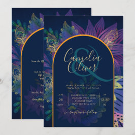LeahG Navy Lila Guld JEWEL TONES Wedding INVITE Inbjudningar