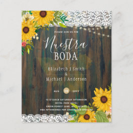 LeahG Nuestra Boda Sunblommblommor Snöre Ljus Inbj Flygblad