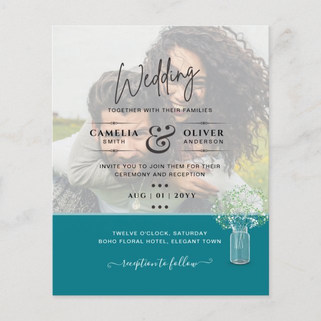 LeahG PHOTO OVERLAY Gypsophila bröllopsinbjudning Flygblad (Framsidan)