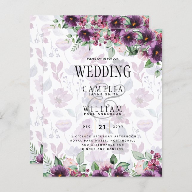 LeahG Plum Lila Berry Blommigt Bröllop Fall Winter (Fram/baksida)