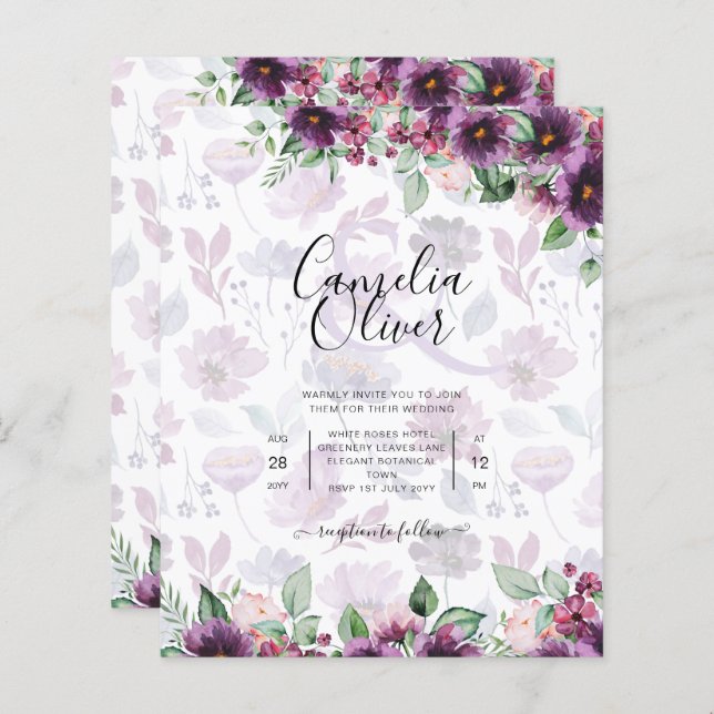 LeahG Plum Lila Berry Blommigt Bröllop Fall Winter (Fram/baksida)