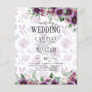 LeahG Plum Lila Berry Blommigt Bröllop Fall Winter Flygblad