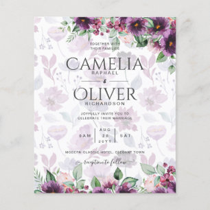 LeahG Plum Lila Berry Blommigt Bröllop Fall Winter Flygblad