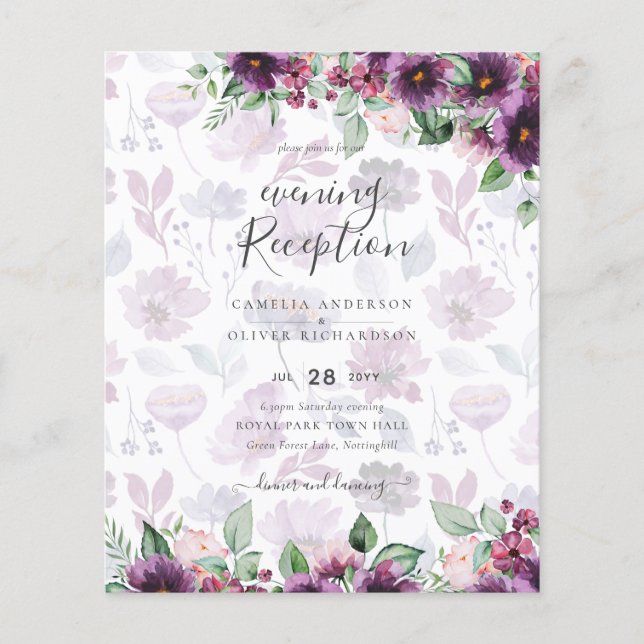 LeahG Plum Lila Berry Blommigt Bröllop Fall Winter Flygblad (Framsidan)