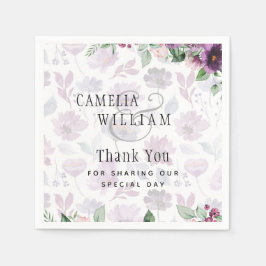 LeahG Plum Lila Berry Blommigt Bröllop Fall Winter Pappersservett