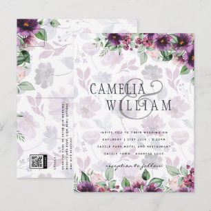 LeahG Plum Lila Berry Blommigt Bröllop Fall Winter Vykort