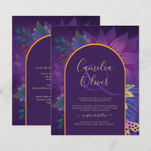 LeahG Plum Lila Guld JEWEL TONES bröllopsinbjudnin
