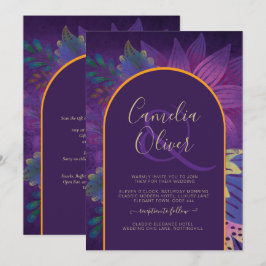 LeahG Plum Lila Guld JEWEL TONES bröllopsinbjudnin Inbjudningar