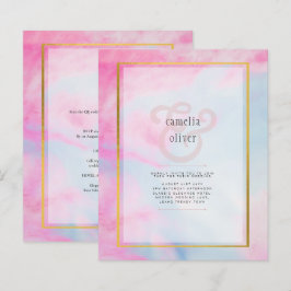 LeahG Rosa Aqua Blue Guld BLÄCK Wedding INVITE