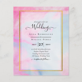 LeahG Rosa Aqua Blue Guld BLÄCK Wedding INVITE Flygblad