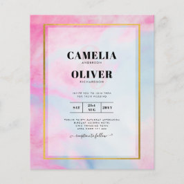 LeahG Rosa Aqua Blue Guld BLÄCK Wedding INVITE Flygblad