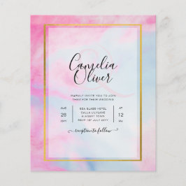 LeahG Rosa Aqua Blue Guld BLÄCK Wedding INVITE Flygblad