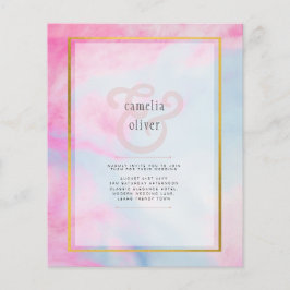 LeahG Rosa Aqua Blue Guld BLÄCK Wedding INVITE Flygblad
