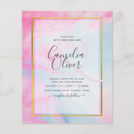 LeahG Rosa Aqua Blue Guld BLÄCK Wedding INVITE Flygblad