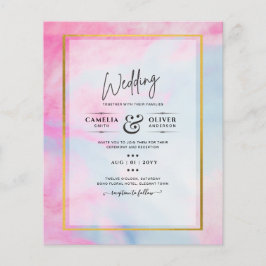 LeahG Rosa Aqua Blue Guld BLÄCK Wedding INVITE Flygblad