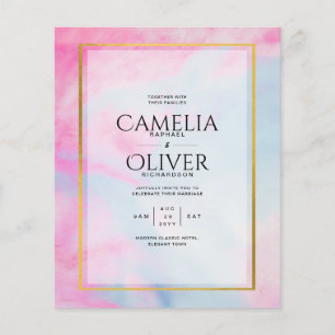 LeahG Rosa Aqua Blue Guld BLÄCK Wedding INVITE Flygblad