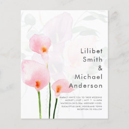 LeahG Rosa Calla Lili Blommig Bröllopsinbjudan all Flygblad