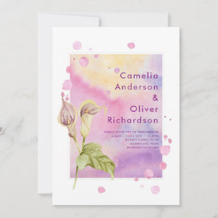 LeahG Rosa Calla Lili Blommig Bröllopsinbjudan Inbjudningar