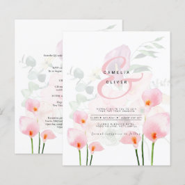 LeahG Rosa Calla-lilja Blommig Bröllopsinbjudan