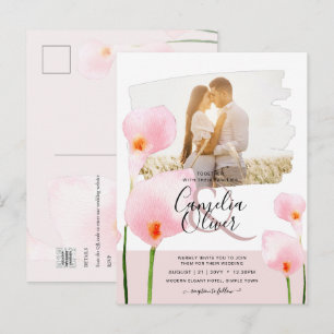 LeahG Rosa Calla-lilja FOTO Overlays Bröllopsinbju Vykort