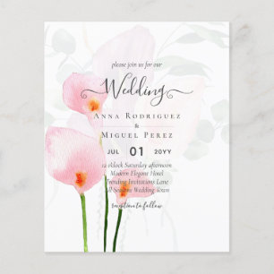 LeahG Rosa Calla Lily Blommigt bröllopsinbjudan al Flygblad