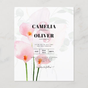 LeahG Rosa Calla Lily Blommigt bröllopsinbjudan al Flygblad