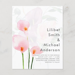 LeahG Rosa Calla Lily Blommigt bröllopsinbjudan al Flygblad